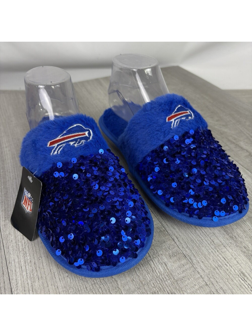 Buffalo Bills Women’s Sequin Slippers FOCO NFL Blue Size M 7-8 NWT